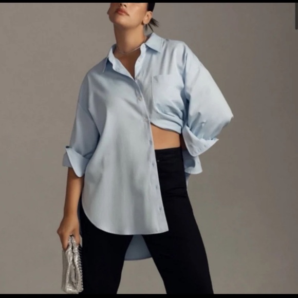 Anthropologie Tops - Anthropologie Maeve Oversized Buttondown Shirt in Violette Blue size XL